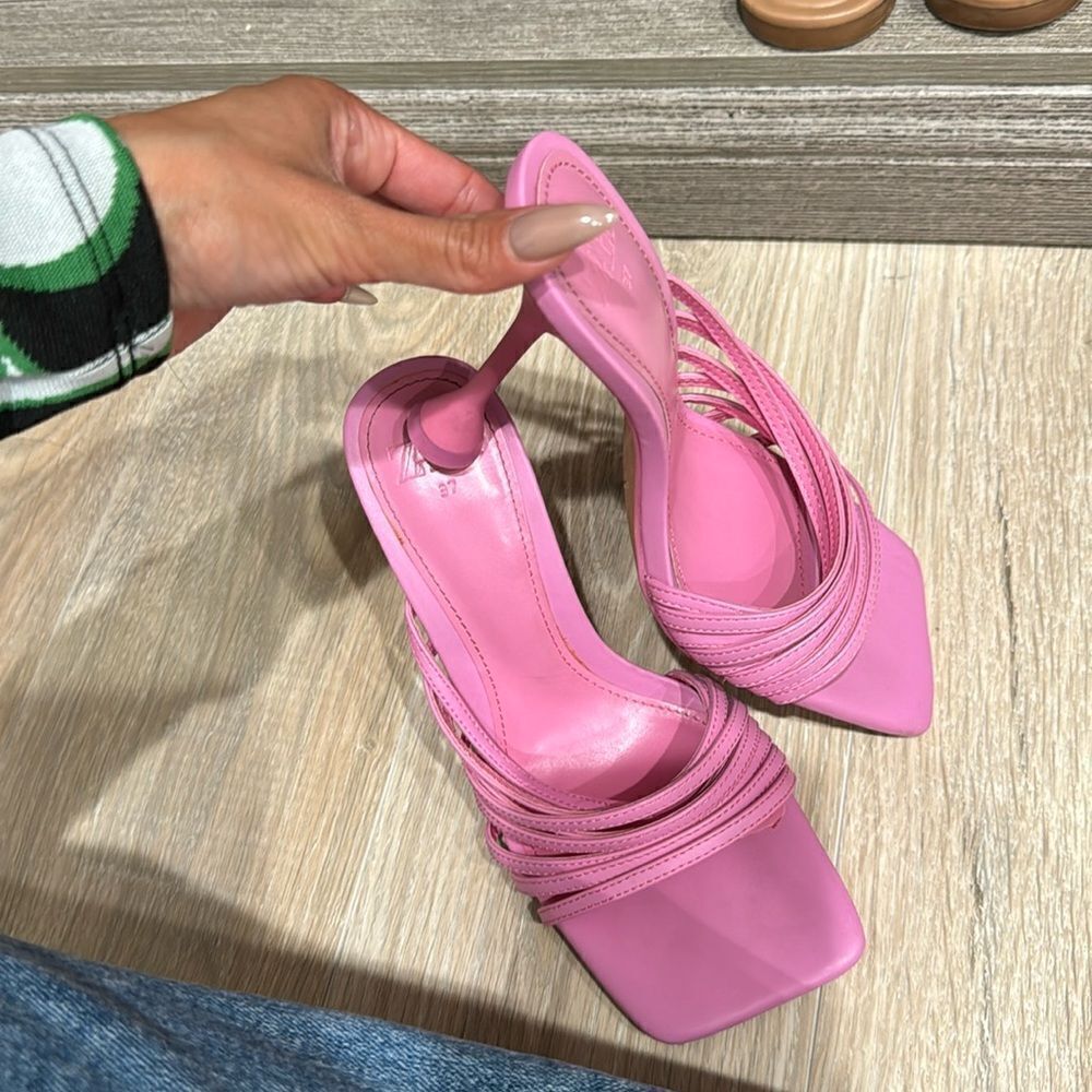 Zara Pink Heeled Sandals
